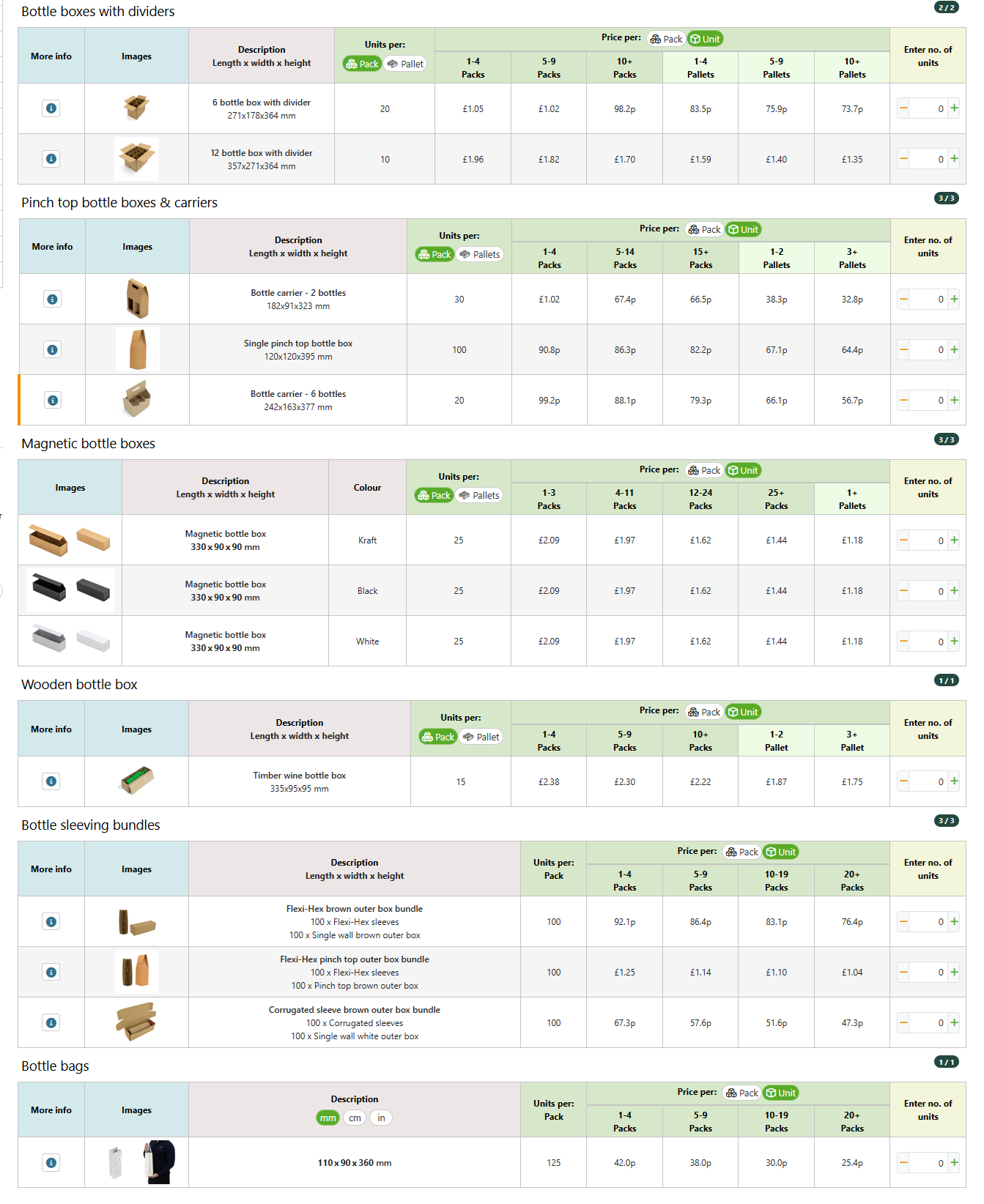 Bottle boxes & carriers